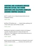 AUDITING AND ASSURANCE SERVICES&NewLine;UPDATED ACTUAL TEST PAPER&NewLine;QUESTIONS AND SOLUTIONS COMPLETE&NewLine;ANSWERS VERIFIED GRADED A&plus;