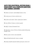 AUTO TECH ELECTRICAL SECTION EXAM 3&NewLine;EXAM SCRIPT 2026 COMPLETE QUESTIONS&NewLine;AND CORRECT ANSWERS