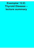 Exemplar 12&period;E Thyroid Disease Lecture Summary 2025&sol; 2026 Comprehensive Endocrine Study Guide
