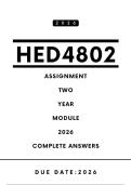 HED4802 Assignment 2 Answers - Year Module &comma; 2026 &vert; Due Date 2026