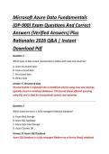Microsoft Azure Data Fundamentals &NewLine;&lpar;DP-900&rpar; Exam Questions And Correct &NewLine;Answers &lpar;Verified Answers&rpar; Plus &NewLine;Rationales 2026 Q&A &vert; Instant &NewLine;Download Pdf 