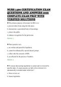 NURS 1400 CERTIFICATION EXAM&NewLine;QUESTIONS AND ANSWERS 2026&NewLine;COMPLETE EXAM PREP WITH&NewLine;VERIFIED SOLUTIONS