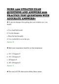 NURS 1400 UPDATED EXAM&NewLine;QUESTIONS AND ANSWERS 2026&NewLine;PRACTICE TEST QUESTIONS WITH&NewLine;ACCURATE ANSWERSv&NewLine;