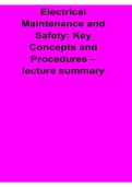 Electrical Maintenance and Safety Key Concepts and Procedures Lecture Summary 2025&sol; 2026 Comprehensive Technical Study Guide