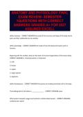 ANATOMY AND PHYSIOLOGY FINAL EXAM REVIEW- SEMESTER 1QUESTIONS WITH CORRECT ANSWERS GRADED A&plus; FOR 2027 ASSURED EXCELL