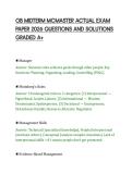 OB MIDTERM MCMASTER ACTUAL EXAM&NewLine;PAPER 2026 QUESTIONS AND SOLUTIONS&NewLine;GRADED A&plus;&NewLine;