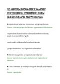 OB MIDTERM MCMASTER EXAMPREP&NewLine;CERTIFICATION EVALUATION EXAM&NewLine;QUESTIONS AND ANSWERS 2026