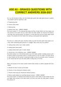 ASE A5 &ndash; BRAKES QUESTIONS WITH CORRECT ANSWERS 2026-2027