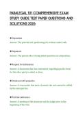 PARALEGAL 101 COMPREHENSIVE EXAM&NewLine;STUDY GUIDE TEST PAPER QUESTIONS AND&NewLine;SOLUTIONS 2026&NewLine;