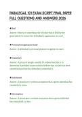 PARALEGAL 101 EXAM SCRIPT FINAL PAPER&NewLine;FULL QUESTIONS AND ANSWERS 2026