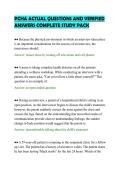 PCHA ACTUAL QUESTIONS AND VERIFIED&NewLine;ANSWERS COMPLETE STUDY PACK&NewLine;