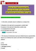 Pearson Vue Property Insurance Exam  &NewLine;Practice Questions with Verified Answers &NewLine;100&percnt; Guarantee passing score of 90&percnt; or higher