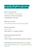 PHYSICS AQA TEST PAPER QUESTIONS&NewLine;AND SOLUTIONS VERIFIED ANSWERS