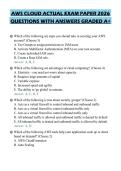 AWS CLOUD ACTUAL EXAM PAPER 2026&NewLine;QUESTIONS WITH ANSWERS GRADED A&plus;