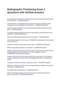 Radiographic Positioning Exam 1 Questions with Verified Answers&NewLine;&NewLine;&NewLine;