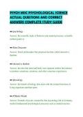 PSYCH MISC PSYCHOLOGICAL SCIENCE&NewLine;ACTUAL QUESTIONS AND CORRECT&NewLine;ANSWERS COMPLETE STUDY GUIDE&NewLine;