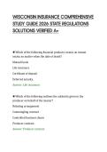 WISCONSIN INSURANCE COMPREHENSIVE&NewLine;STUDY GUIDE 2026 STATE REGULATIONS&NewLine;SOLUTIONS VERIFIED A&plus;