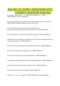 ASU BIO 181 EXAM 1 QUESTIONS WITH CORRECT ANSWERS 2026-2027