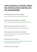 WONG&rsquo;S ESSENTIALS OF PEDIATRIC NURSING&NewLine;FINAL PAPER 2026 SOLVED QUESTIONS AND&NewLine;FULL SOLUTION UPDATED&NewLine;