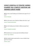 WONG&rsquo;S ESSENTIALS OF PEDIATRIC NURSING&NewLine;EXAMPREP 2026 COMPLETE QUESTIONS AND&NewLine;ANSWERS ALREADY PASSED