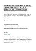 WONG&rsquo;S ESSENTIALS OF PEDIATRIC NURSING&NewLine;CERTIFICATION EVALUATION 2026 FULL&NewLine;QUESTIONS AND CORRECT ANSWERS