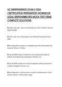 AZ JURISPRUDENCE EXAM 2 2026&NewLine;CERTIFICATION PREPARATION WORKBOOK&NewLine;LEGAL RESPONSIBILITIES MOCK TEST ITEMS&NewLine;COMPLETE SOLUTIONS