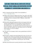 AZURE TIDE REAL ESTATE FINAL&NewLine;FINAL TEST 2026 QUESTIONS WITH&NewLine;CORRECT ANSWERS GRADED A&plus;
