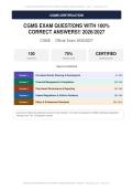 CGMS Exam Questions 100&percnt; Correct Answers Actual Exam 2026&sol;2027 &ndash; 100&percnt; Verified &vert; Detailed Rationales &ndash; Pass Guaranteed &ndash; A&plus; Graded&NewLine;