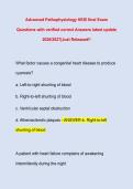 Advanced Pathophysiology HESI final Exam &NewLine;Questions with verified correct Answers latest update &NewLine;2026&sol;2027&vert;Just Released&excl;&excl;