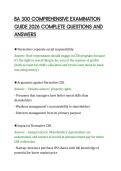 BA 300 COMPREHENSIVE EXAMINATION&NewLine;GUIDE 2026 COMPLETE QUESTIONS AND&NewLine;ANSWERS&NewLine;