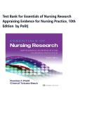 Test Bank for Essentials of Nursing Research Appraising Evidence for Nursing Practice&comma; &lbrace;10th Edition 2026&rcub; by Polit&vert; All Chapters Included&vert; New Update