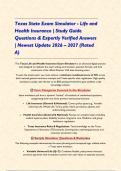 Texas State Exam Simulator - Life and Health Insurance &vert; Study Guide Questions & Expertly Verified Answers &vert; Newest Update 2026 &ndash; 2027 &lpar;Rated A&rpar;&NewLine;