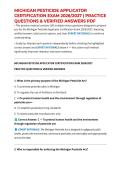 MICHIGAN PESTICIDE APPLICATOR CERTIFICATION EXAM 2026&sol;2027 &vert; PRACTICE QUESTIONS & VERIFIED ANSWERS PDF