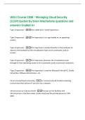 WGU Course C838 - Managing Cloud Security&NewLine;&lpar;CCSP&rpar; Quizlet by Brian MacFarlane questions and&NewLine;answers Graded A&plus;