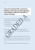 Chem 123 Lab Final UBC Actual Exam &NewLine;Questions And Answers Practice Questions &NewLine;with SolutionS ALREADY GRADED A&plus;&comma; &NewLine;Exams of Nursing