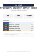 TAP Series Exam Solved 100&percnt; Correct Actual Exam 2026&sol;2027 &ndash; 100&percnt; Verified &vert; Detailed Rationales &ndash; Pass Guaranteed &ndash; A&plus; Graded