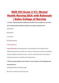 NUR 253 Exam 4 V3 &vert; Mental &NewLine;Health Nursing Q&A with Rationale &NewLine;&vert; Galen College of Nursing 