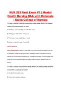 NUR 253 Final Exam V1 &vert; Mental &NewLine;Health Nursing Q&A with Rationale &NewLine;&vert; Galen College of Nursing 