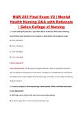 NUR 253 Final Exam V2 &vert; Mental &NewLine;Health Nursing Q&A with Rationale &NewLine;&vert; Galen College of Nursing 
