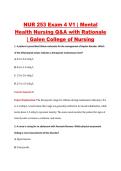 NUR 253 Exam 4 V1 &vert; Mental &NewLine;Health Nursing Q&A with Rationale &NewLine;&vert; Galen College of Nursing 