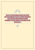 WGU C724 INFORMATION SYSTEM MANAGEMENT 10 PA LATEST 2026&sol;2027 ALL STUDY QUESTIONS WITH CORRECT SOLUTIONS ASSURED PASS RATED A&plus;