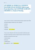 ATI MEDICAL SURGICAL CONTENT &NewLine;MASTERY EXAM NEWEST 2026 Actual &NewLine;Exam Questions And ANSWERS ALREADY &NewLine;GRADED A&plus;&comma; Exams of Nursing 