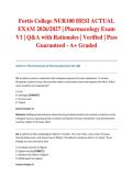 Fortis College NUR100 HESI ACTUAL EXAM 2026&sol;2027 &vert; Pharmacology Exam V1 &vert; Q&A with Rationales &vert; Verified &vert; Pass Guaranteed - A&plus; Graded