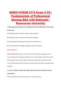 NUR2115&sol;NUR 2115 Exam 3 V2 &vert; &NewLine;Fundamentals of Professional &NewLine;Nursing Q&A with Rationale &vert; &NewLine;Rasmussen University 