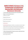 NUR2115&sol;NUR 2115 Exam 3 V3 &vert; &NewLine;Fundamentals of Professional &NewLine;Nursing Q&A with Rationale &vert; &NewLine;Rasmussen University 