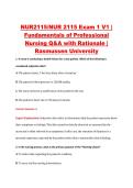 NUR2115&sol;NUR 2115 Exam 1 V1 &vert; &NewLine;Fundamentals of Professional &NewLine;Nursing Q&A with Rationale &vert; &NewLine;Rasmussen University