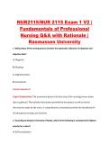 NUR2115&sol;NUR 2115 Exam 1 V2 &vert; &NewLine;Fundamentals of Professional &NewLine;Nursing Q&A with Rationale &vert; &NewLine;Rasmussen University 