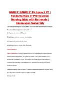 NUR2115&sol;NUR 2115 Exam 2 V1 &vert; &NewLine;Fundamentals of Professional &NewLine;Nursing Q&A with Rationale &vert; &NewLine;Rasmussen University 