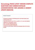 Dermatology PANCE LATEST VERSION COMPLETE &NewLine;QUESTIONS AND CORRECR DETAILED &NewLine;ANSWERSVERIFIED 100&percnt; GRADED A&plus;NEWEST &NewLine;UPDATE MEDICINE  