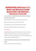 NUR2459&sol;NUR 2459 Exam 3 V1 &vert; &NewLine;Mental and Behavioral Health &NewLine;Nursing Q&A with Rationale &vert; &NewLine;Rasmussen University 
